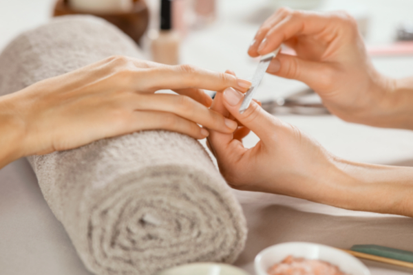woman getting a manicure